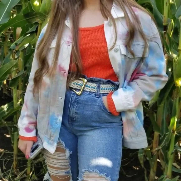 CASUAL DOLLZ Tie Dye Denim Jacket - Picture 6 of 6